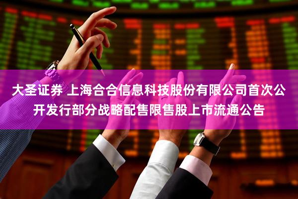 大圣证券 上海合合信息科技股份有限公司首次公开发行部分战略配售限售股上市流通公告