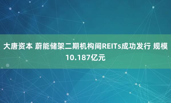 大唐资本 蔚能储架二期机构间REITs成功发行 规模10.187亿元